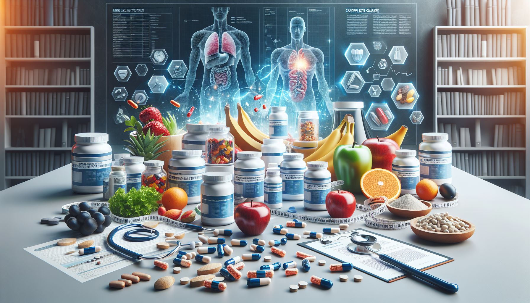 Imagem de suplementos para melhoria da potência em uma mesa